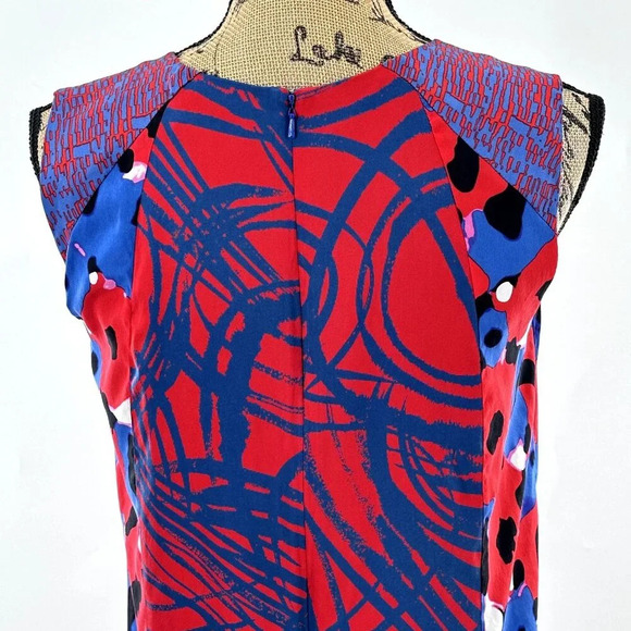 DKNY Dress Women 4 Silk Abstract Print Lined Zip Sleeveless Round Neckline Artsy - Picture 5 of 9